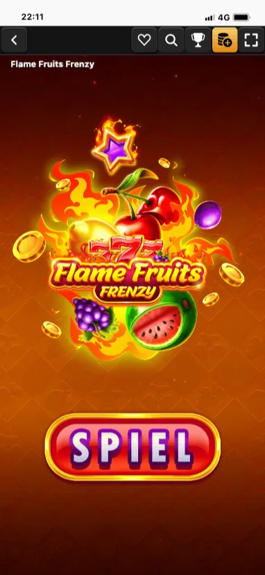 Spinsy App Spiel Schnittstelle