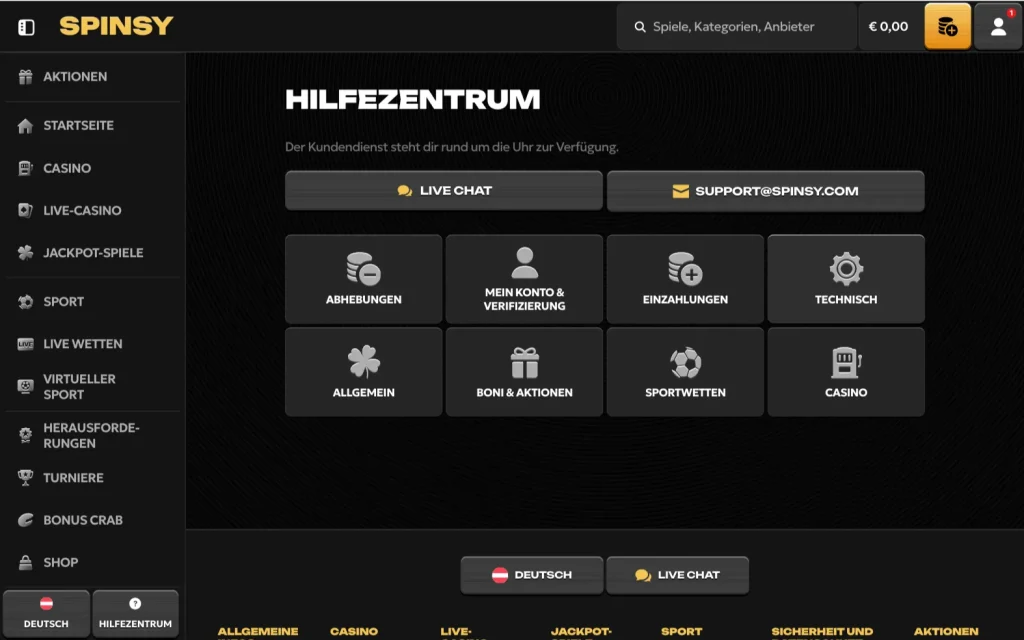 Spinsy Unterstützung